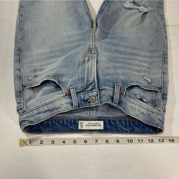 Abercrombie & Fitch Jeans Women’s 25 Blue Boyfriend Mid Rise Distressed Ripped - Picture 8 of 11